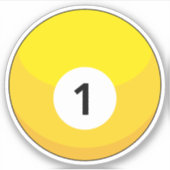 Gelber Billardball Nummer Eins Aufkleber (Vorderseite)