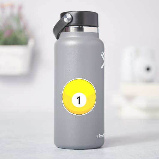 Gelber Billardball Nummer Eins Aufkleber (HydroFlask)