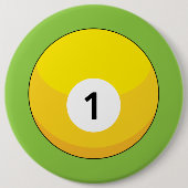 Gelber Billardball Nummer Eins Button (Vorderseite)