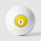 Gelber Billardball Nummer Eins Golfball (Vorderseite)