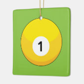 Gelber Billardball Nummer Eins Keramikornament (Links)