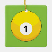 Gelber Billardball Nummer Eins Keramikornament (Vorderseite)