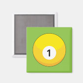 Gelber Billardball Nummer Eins Magnet (Vorderseite/Rückseite)