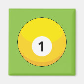 Gelber Billardball Nummer Eins Magnet (Vorne)