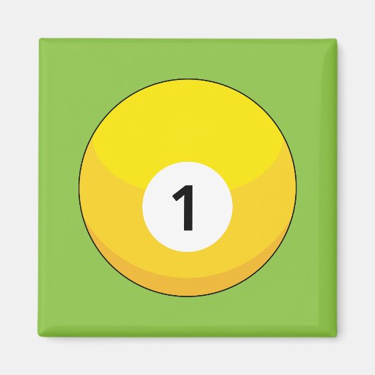 Gelber Billardball Nummer Eins Magnet (Vorne)