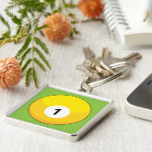 Gelber Billardball Nummer Eins Schlüsselanhänger (Seite)