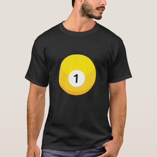 Gelber Billardball Nummer Eins T-Shirt (Vorderseite)