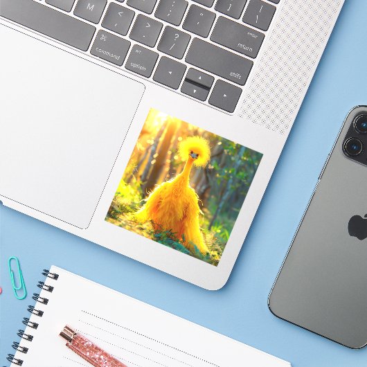 Gelber Bird Aufkleber (Laptop mit iPhone)