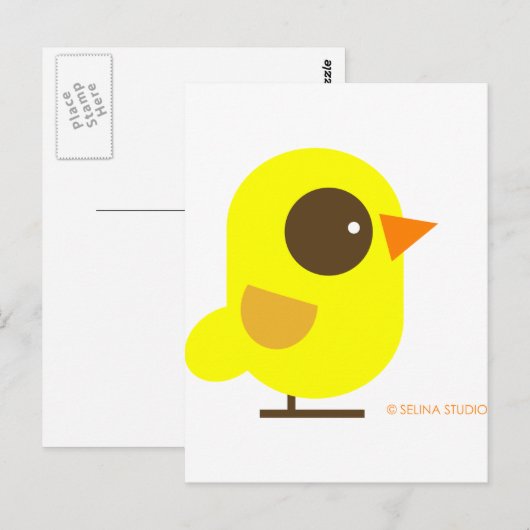 Gelber Bird Postkarte (Vorne/Hinten)