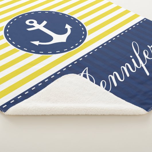 Gelber blauer Seeanker-Entwurfs-individueller Name Sherpadecke (3/4)