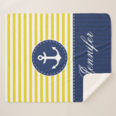 Gelber blauer Seeanker-Entwurfs-individueller Name Sherpadecke (Vorderseite (Horizontal))