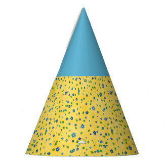 Gelber blauer Wildblumen-Geburtstags-Picknick-Part Partyhütchen
