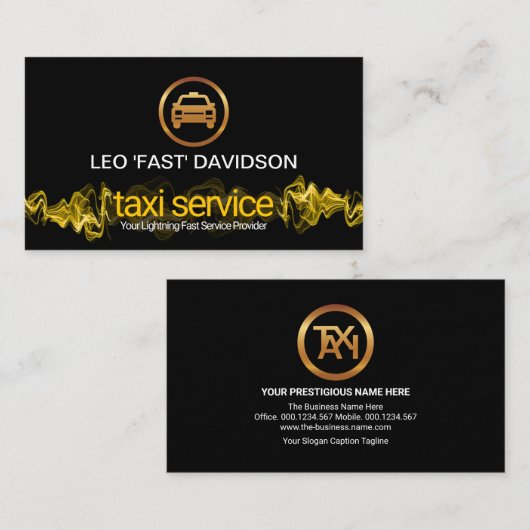 Gelber Blitz Pulse Gold Taxi Designierter Fahrer Visitenkarte (Vorne/Hinten)
