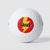 Gelber Blitzschlag-Flash-Logo-Name Golfball (Vorderseite)