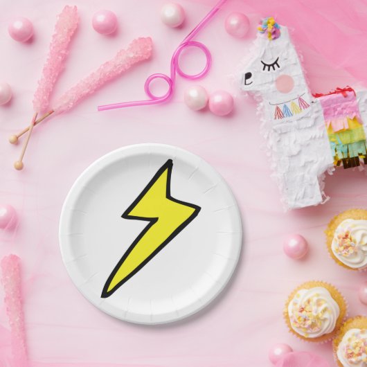 Gelber Blitzschlag Pappteller (Party)