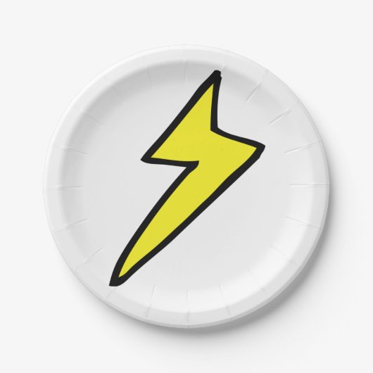 Gelber Blitzschlag Pappteller (Vorderseite)
