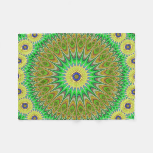 Gelber Blume Mandala Fleecedecke (Vorderseite (Horizontal))