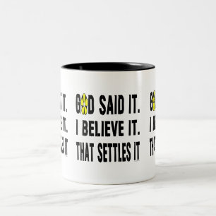 Gelber Blumen Gott hat es gesagt! Zweifarbige Tasse
