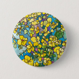 Gelber Blumen-Knopf Button