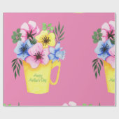 Gelber Blumencoffee Cup Muttertag Geschenkpapier (Flach)