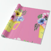 Gelber Blumencoffee Cup Muttertag Geschenkpapier (Ungerollt)