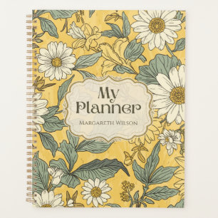 Gelber Blumenkalender-Planer-Schülernotizbuch Planer
