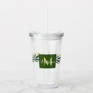 Gelber Blumenkranz Anfangsmonogramm Name Acryltrinkbecher