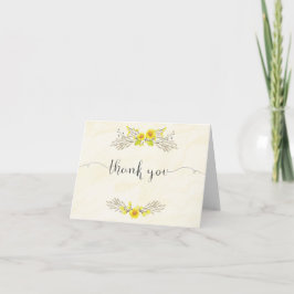 Gelber BlumenWatercolor danken Ihnen zu kardieren Dankeskarte