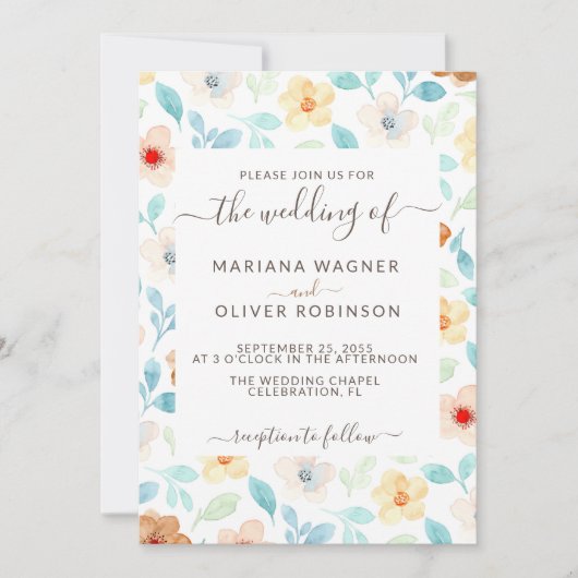 Gelber Blütenrost Einfache Blütenpracht Elegantes Einladung (Vorderseite)