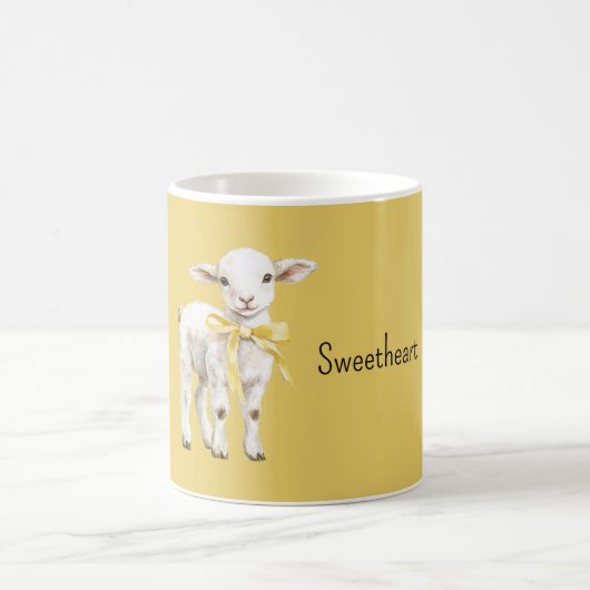Gelber Bogen Lamm Sweetheart Kaffeetasse (Mittel)
