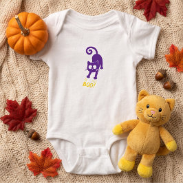 Gelber Boo  Lila Halloween-Katze Baby Strampler