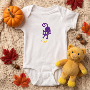 Gelber Boo Lila Halloween-Katze Baby Strampler