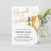 Gelber Brunch und Bubbly Bridal Dusche Einladung (Stehend Vorderseite)