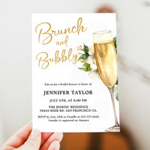 Gelber Brunch und Bubbly Bridal Dusche Einladung
