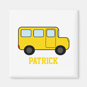 Gelber Bus-individueller Name Magnet