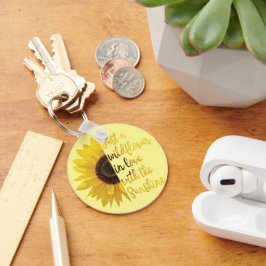 Gelber Button-Schlüsselanhänger mit Zitat Schlüsselanhänger