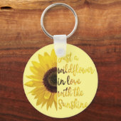 Gelber Button-Schlüsselanhänger mit Zitat Schlüsselanhänger (Vorderseite)