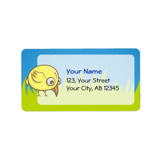 Gelber Cartoon Adressaufkleber (Vorne)