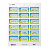 Gelber Cartoon Adressaufkleber (Vorne)