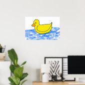 Gelber Cartoon Ducky Poster (Heimbüro)