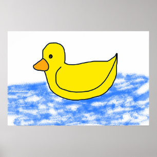 Gelber Cartoon Ducky Poster