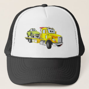 Gelber Cartoon Flatbed Tow LKW Truckerkappe