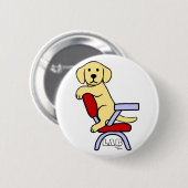 Gelber Cartoon Labrador-Studenten-3 Button (Vorne & Hinten)
