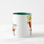 Gelber Cartoon Labrador-Studenten-3 Tasse (Zentrum)