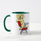 Gelber Cartoon Labrador-Studenten-3 Tasse (Links)