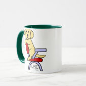 Gelber Cartoon Labrador-Studenten-3 Tasse (Vorderseite Links)