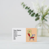 Gelber Cartoon Labrador-Studenten-3 Visitenkarte (Stehend Vorderseite)