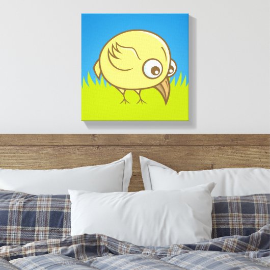 Gelber Cartoon Leinwanddruck (Insitu (Schlafzimmer))