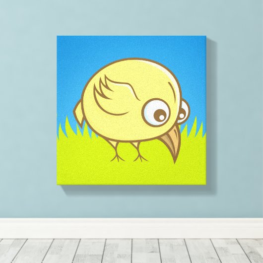 Gelber Cartoon Leinwanddruck (Insitu (Holzboden))