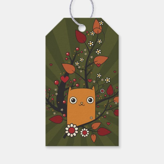 Gelber Cartoon Liebe Foliage Geschenkanhänger (Vorderseite)